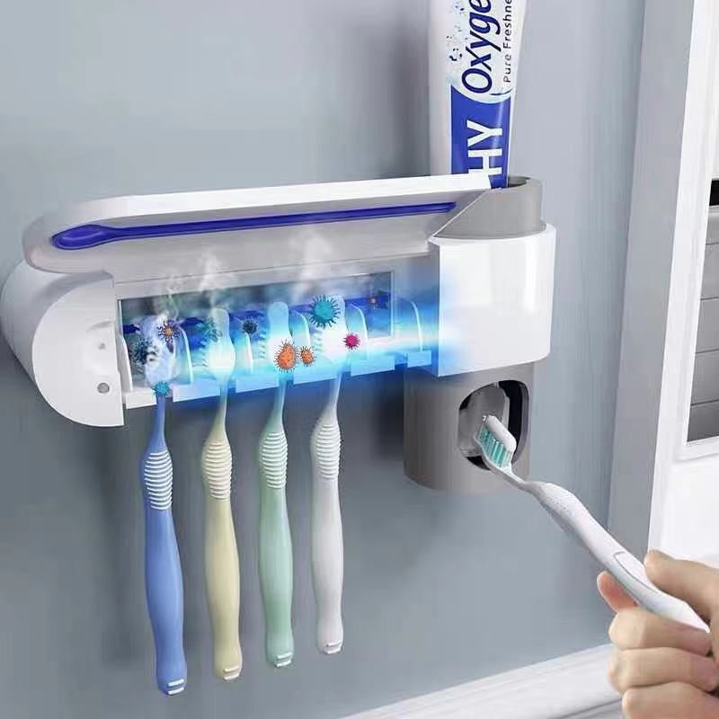  SHUKAN Desinfectante para cepillos de dientes, soporte para  cepillos de dientes de baño montado en la pared con función de esterilizador  U, carga de 1500 mAh, función de temporizador, organizador de